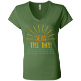 "Seas The Day" - Ladies' Jersey V-Neck T-Shirt