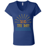 "Seas The Day" - Ladies' Jersey V-Neck T-Shirt