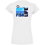 Ladies "Boat Beach Fish Life"  V-Neck T-Shirt